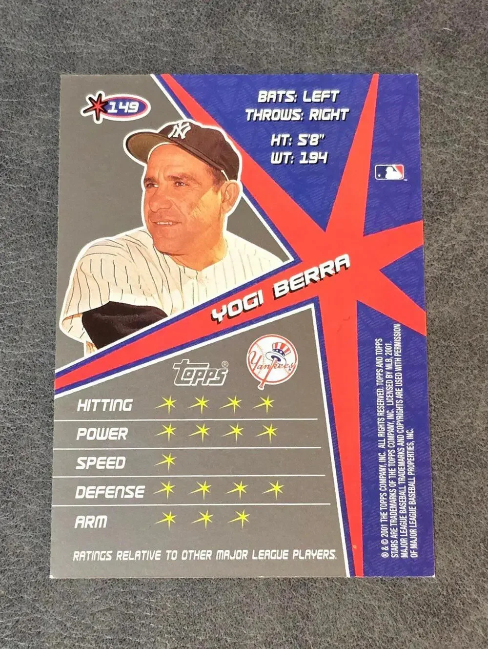 2001 Topps Stars #149 Yogi Berra Baseball Card - Picture 2 of 2
